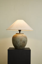 Terra Vessel Ceramic Table Lamp with Linen Shade for Living Room and Bedroom