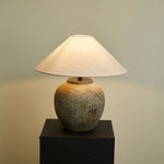 Terra Vessel Ceramic Table Lamp with Linen Shade for Living Room and Bedroom