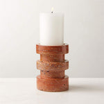 Terrace Stone Candle Holder Set in Natural Travertine