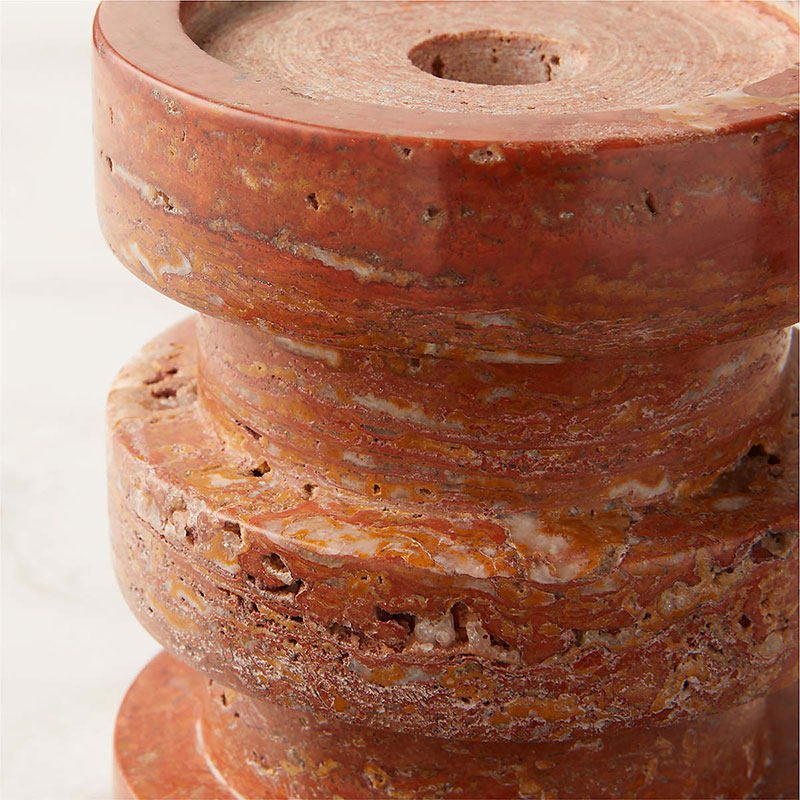 Terrace Stone Candle Holder Set in Natural Travertine