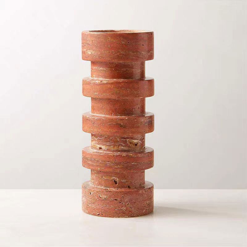 Terrace Stone Candle Holder Set in Natural Travertine