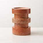 Terrace Stone Candle Holder Set in Natural Travertine