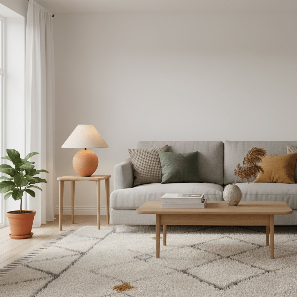 Terracotta Ceramic Table Lamp with Linen Shade for Modern Interiors