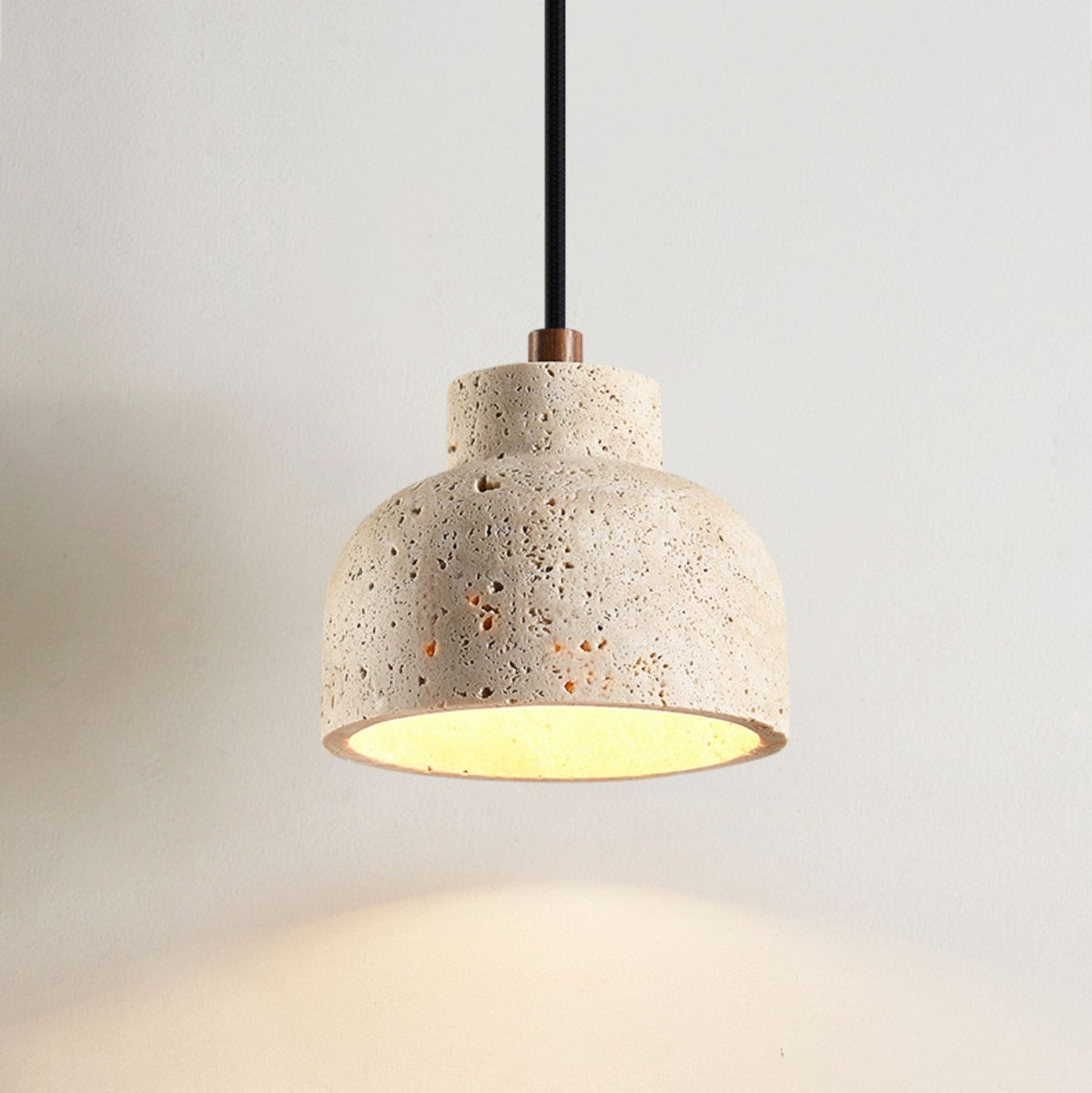 Travertine Bell Pendant Light, Natural Stone Hanging Lamp for Kitchen Island and Dining Room