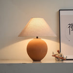 Terracotta Ceramic Table Lamp with Linen Shade for Modern Interiors
