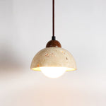 Terralume Dome Travertine Pendant Light with Opal Glass Globe