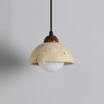 Terralume Dome Travertine Pendant Light with Opal Glass Globe