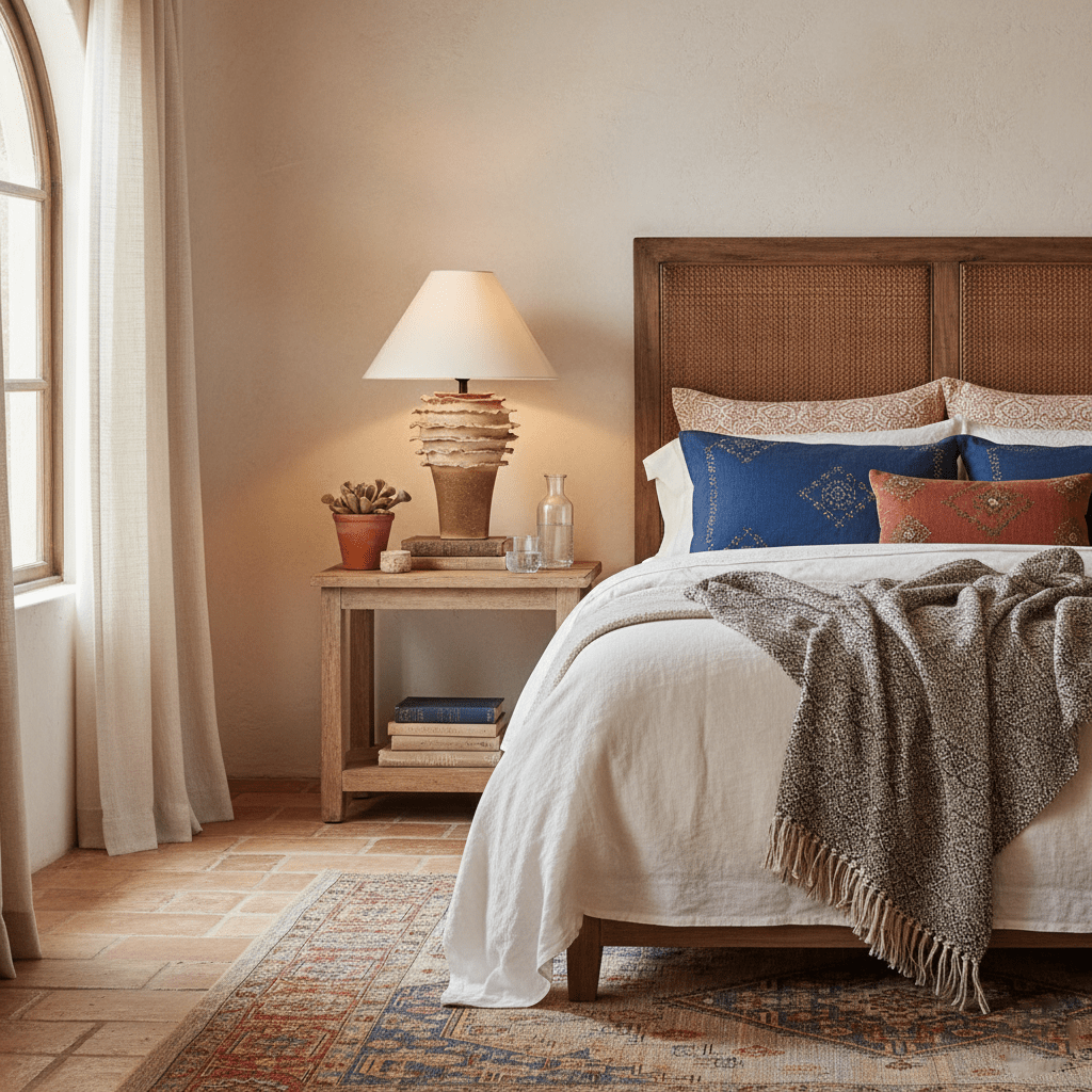 Terrana Sculptural Ceramic Table Lamp with Fabric Shade
