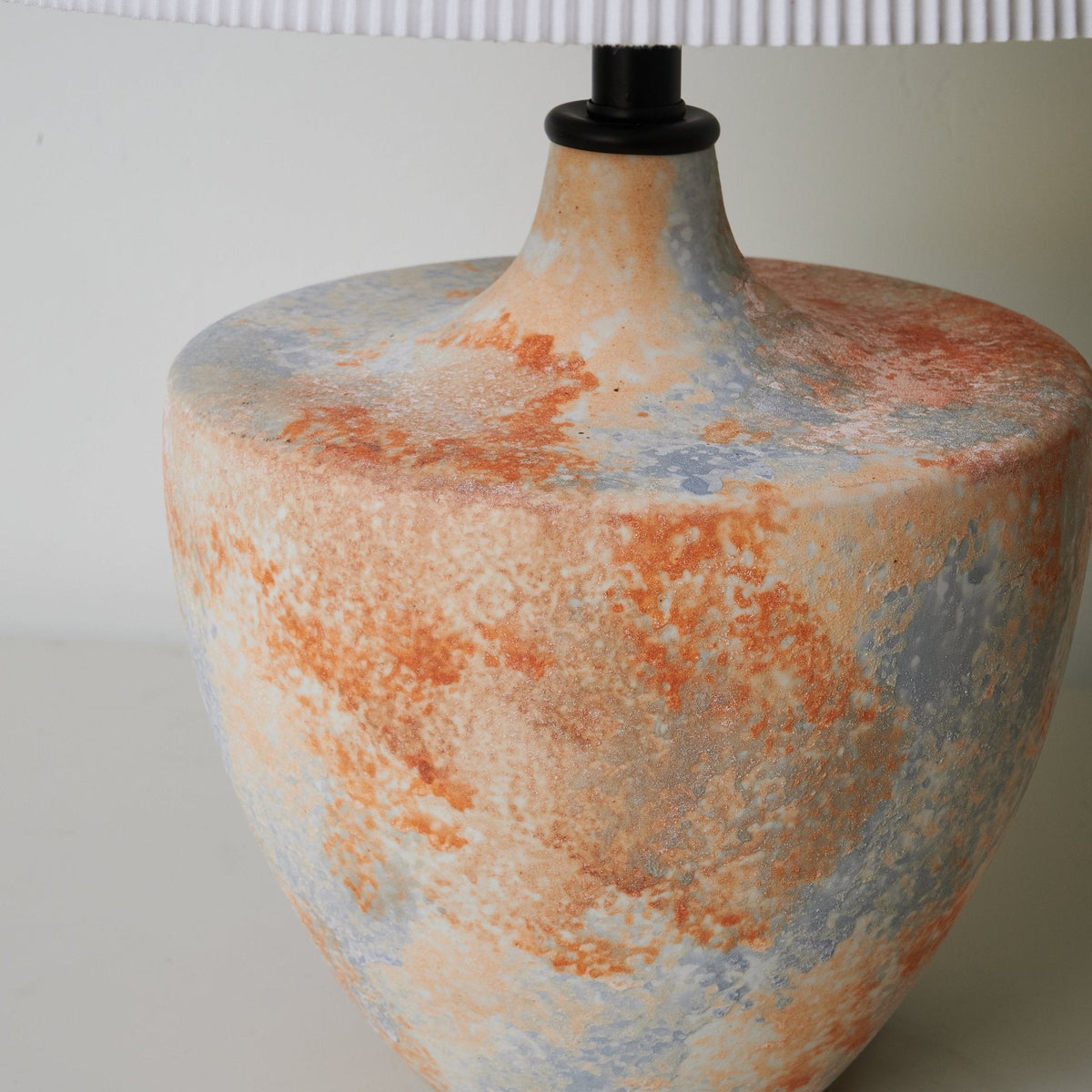 Terrara Textured Ceramic Table Lamp with Pleated Shade