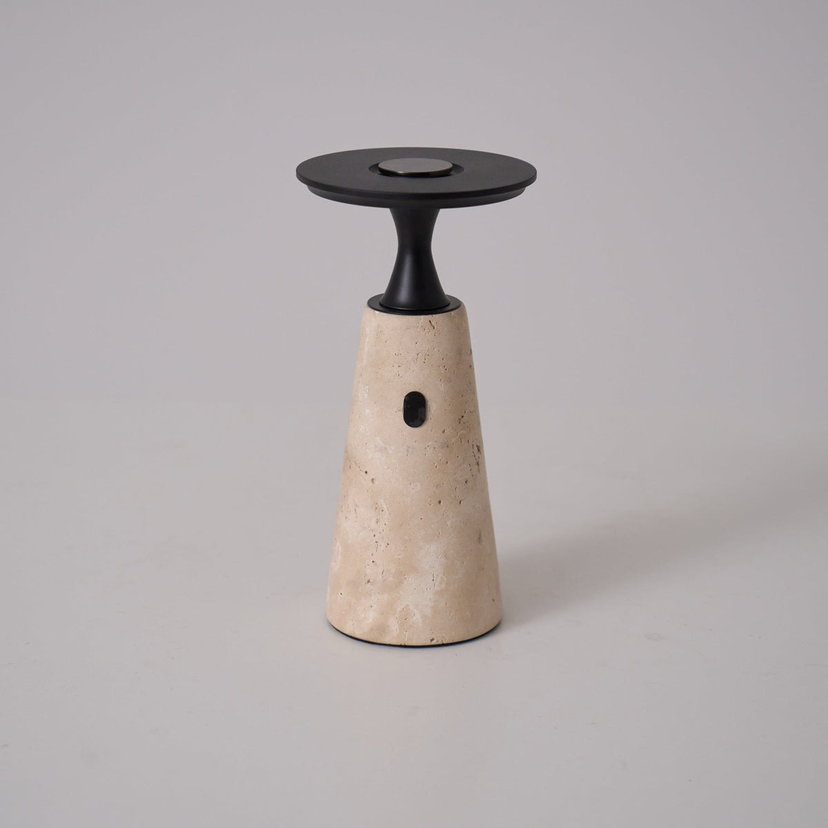 Terrava Rechargeable Table Lamp in Travertine and Matte Black
