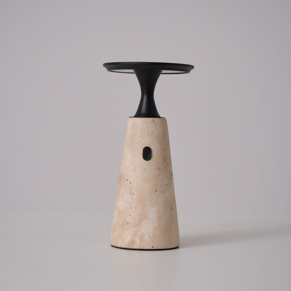 Terrava Rechargeable Table Lamp in Travertine and Matte Black