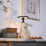 Terrava Rechargeable Table Lamp in Travertine and Matte Black