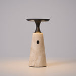 Terrava Rechargeable Table Lamp in Travertine and Matte Black