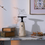 Terrava Rechargeable Table Lamp in Travertine and Matte Black