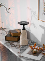 Terrava Rechargeable Table Lamp in Travertine and Matte Black