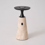 Terrava Rechargeable Table Lamp in Travertine and Matte Black
