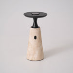 Terrava Rechargeable Table Lamp in Travertine and Matte Black