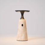 Terrava Rechargeable Table Lamp in Travertine and Matte Black
