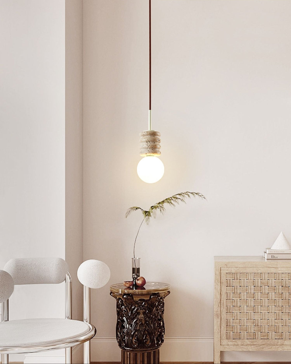Terrava Stone Pendant Light – Handcrafted Travertine Mini Pendant for Modern Interiors