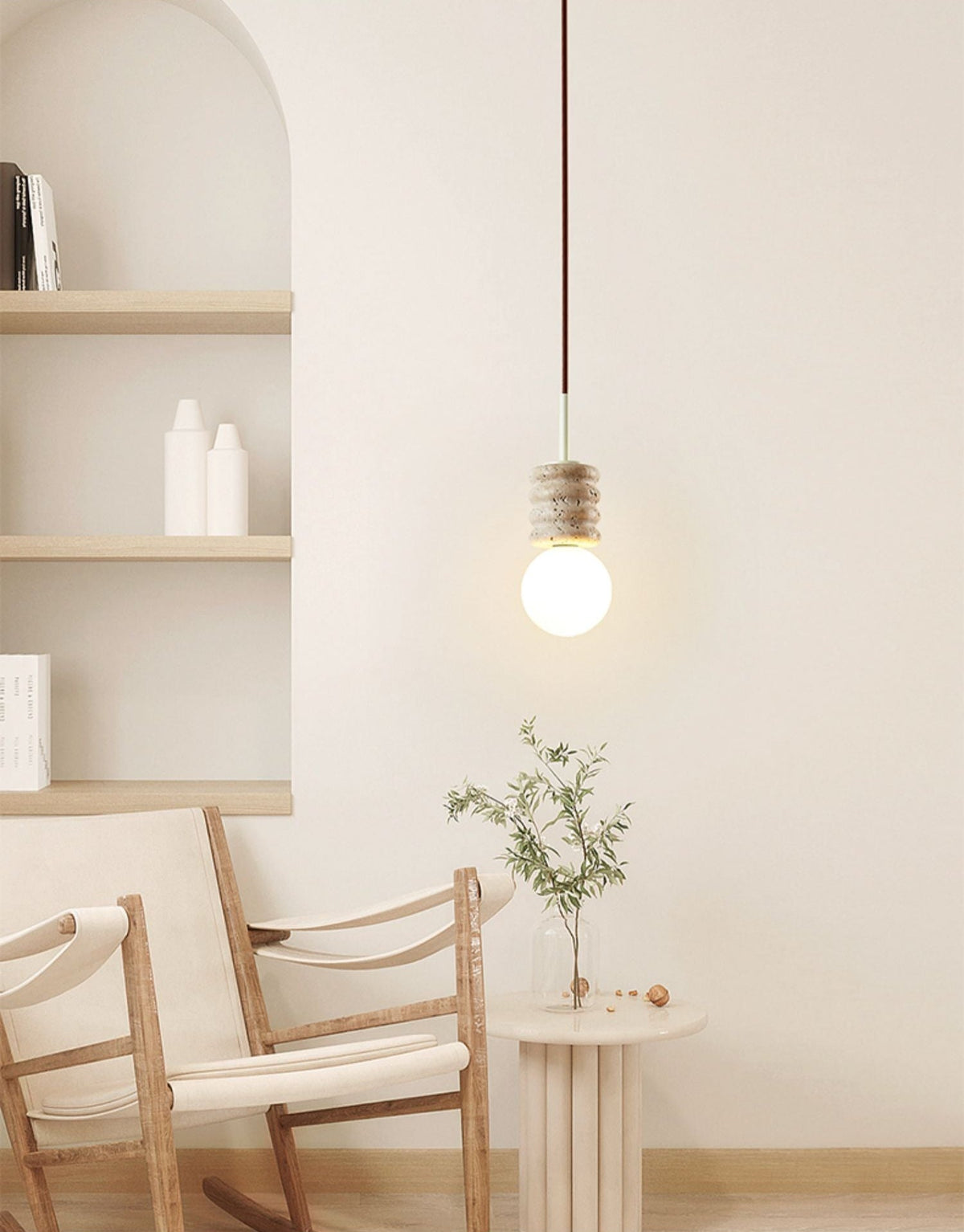 Terrava Stone Pendant Light – Handcrafted Travertine Mini Pendant for Modern Interiors