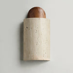Travertine Cylinder Wall Sconce with Cap – Modern Natural Stone Lighting