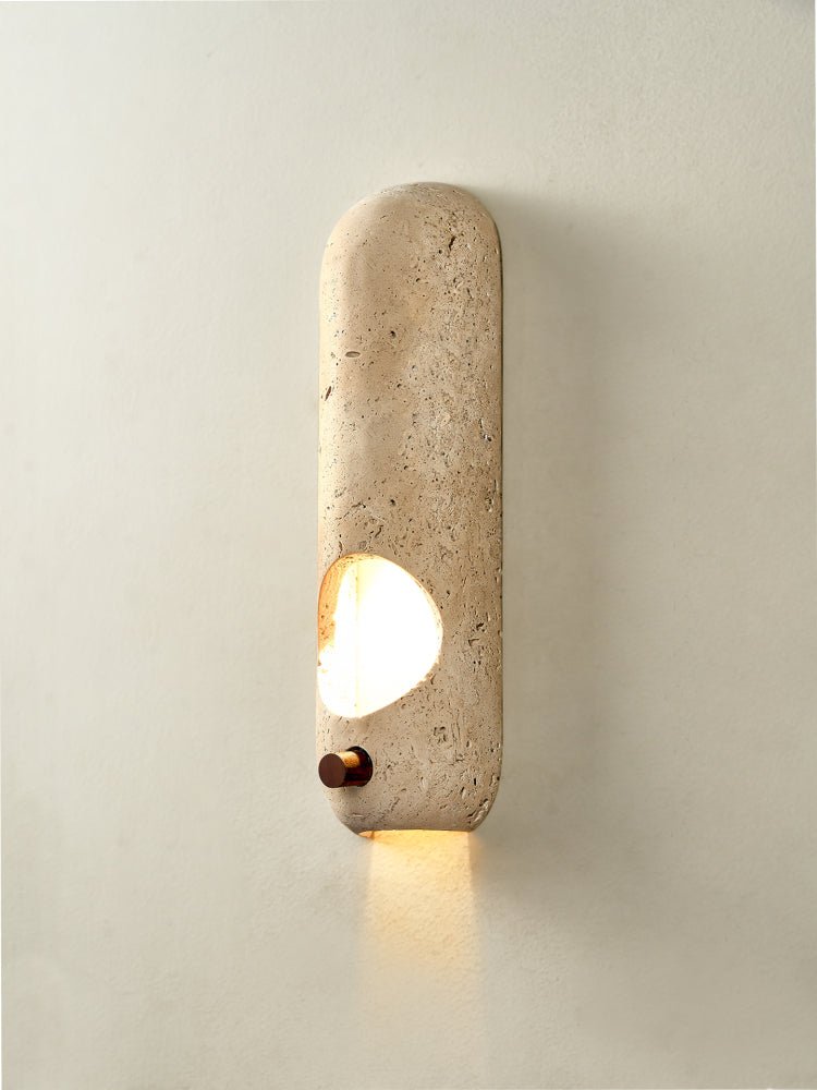 Travertine Oval Wall Sconce – Modern Natural Stone Lighting