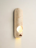 Travertine Oval Wall Sconce – Modern Natural Stone Lighting