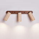 Travertine Triple Spotlight Wall Sconce in Walnut Wood