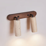 Travertine Triple Spotlight Wall Sconce in Walnut Wood