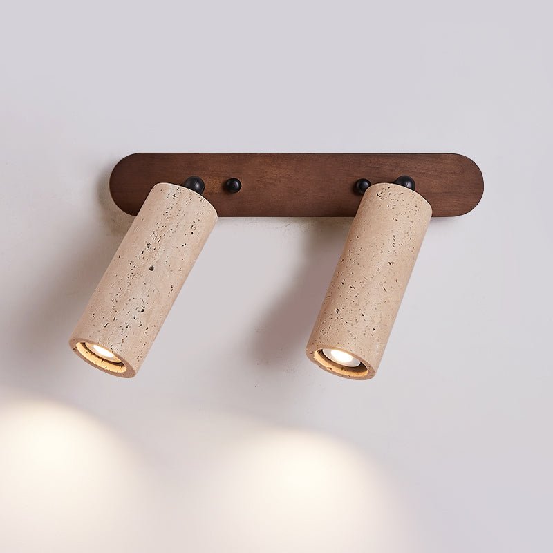 Travertine Triple Spotlight Wall Sconce in Walnut Wood