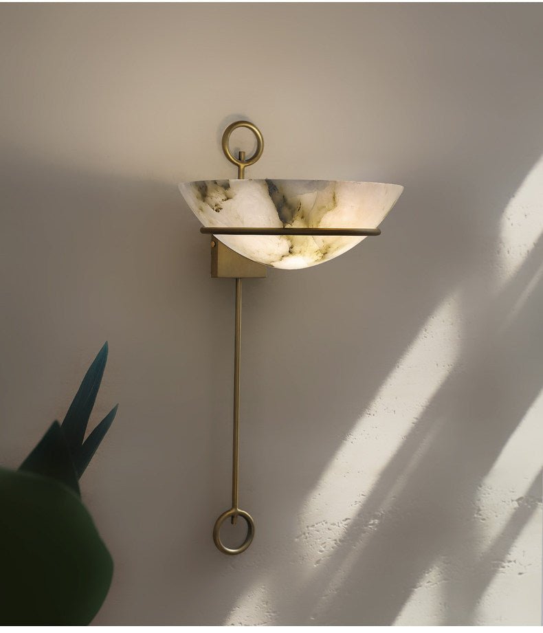 Tether Alabaster Wall Sconce in Brass – Modern Ambient Lighting