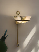 Tether Alabaster Wall Sconce in Brass – Modern Ambient Lighting