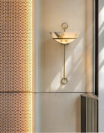 Tether Alabaster Wall Sconce in Brass – Modern Ambient Lighting