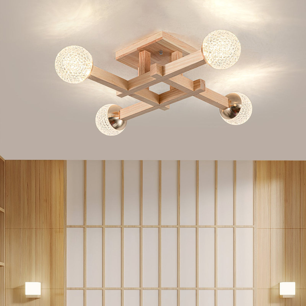 Tetrix Wood Ceiling Light