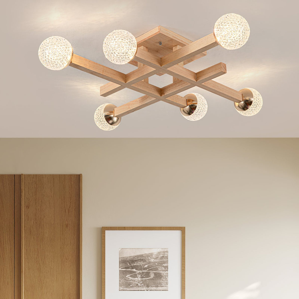 Tetrix Wood Ceiling Light