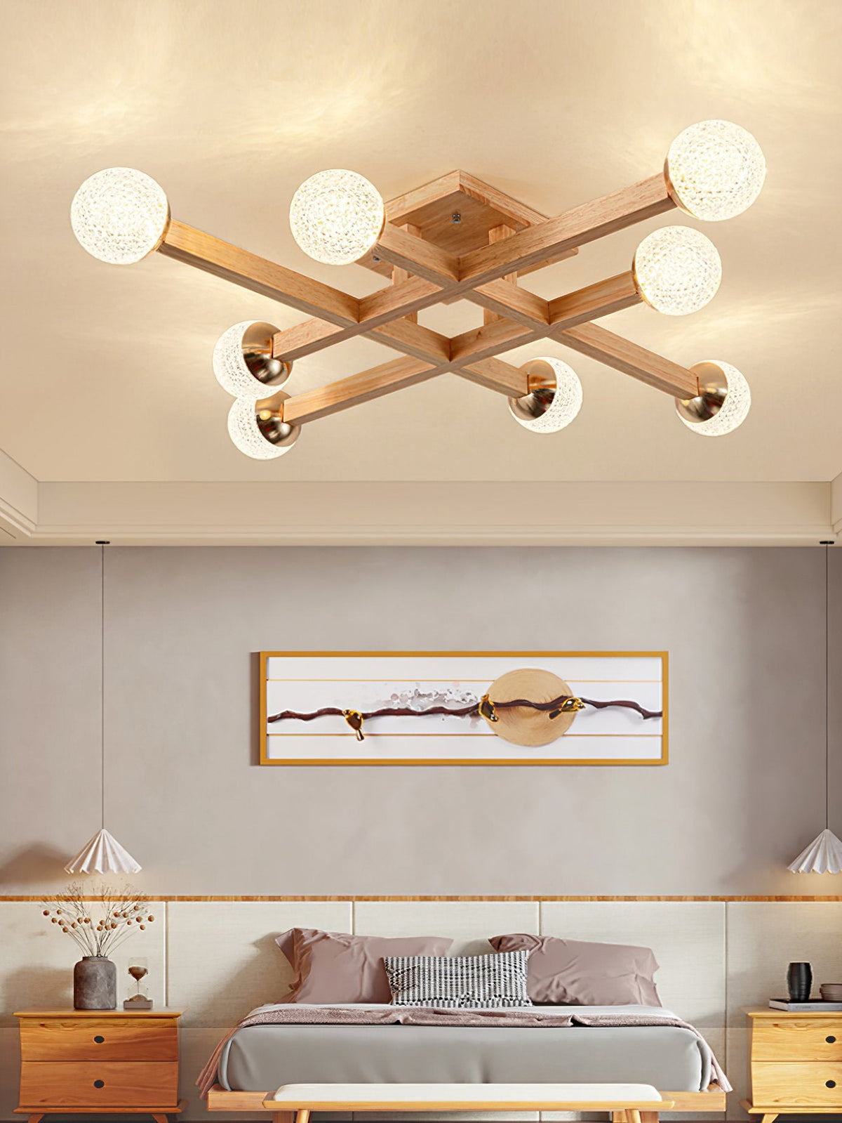 Tetrix Wood Ceiling Light