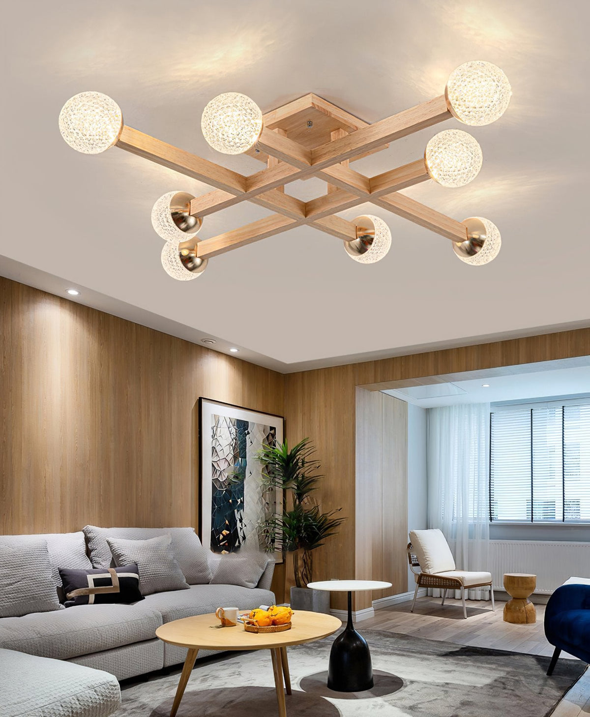 Tetrix Wood Ceiling Light