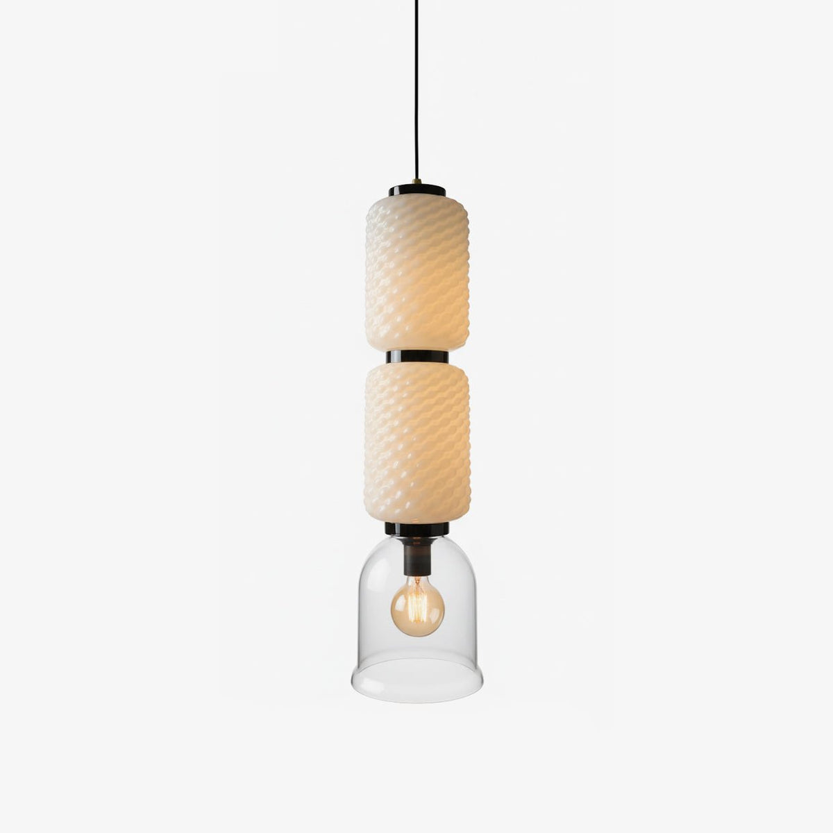 Artisan Layered Glass Pendant Light with Vintage Bulb for Dining and Living Spaces