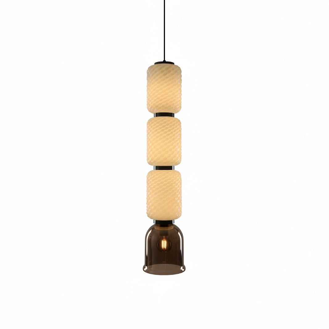 Artisan Layered Glass Pendant Light with Vintage Bulb for Dining and Living Spaces