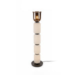 Layered Glass Floor Lamp with Textured Cream Shades