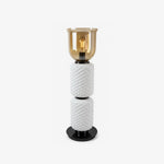 Layered Glass Table Lamp with Textured Amber Shade