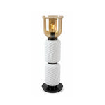 Layered Glass Table Lamp with Textured Amber Shade