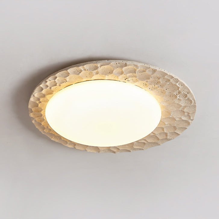 Organic Travertine Ceiling Light with Textured Stone Finish