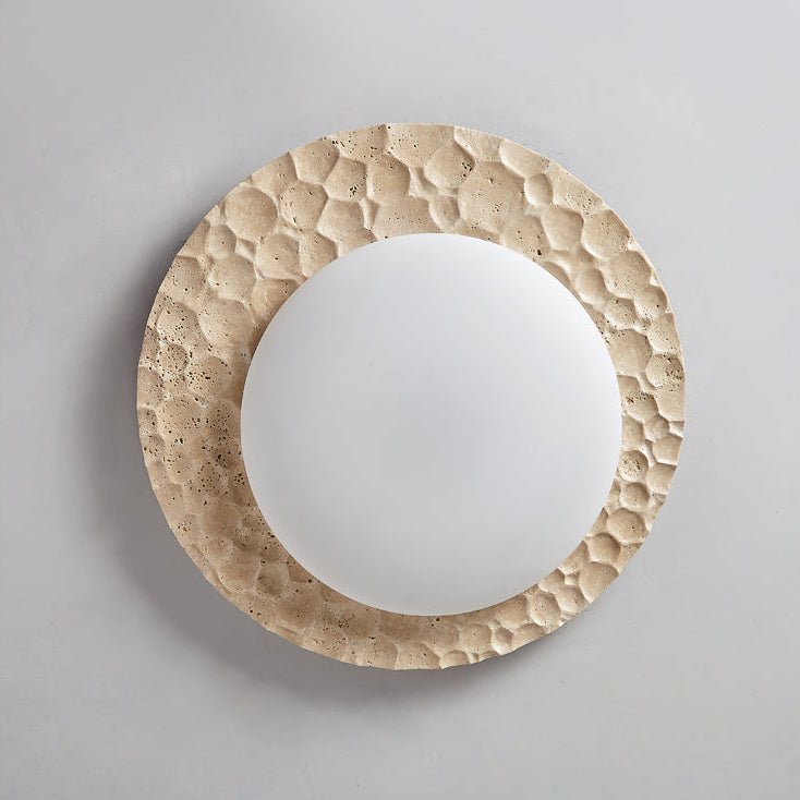 Organic Travertine Ceiling Light with Textured Stone Finish
