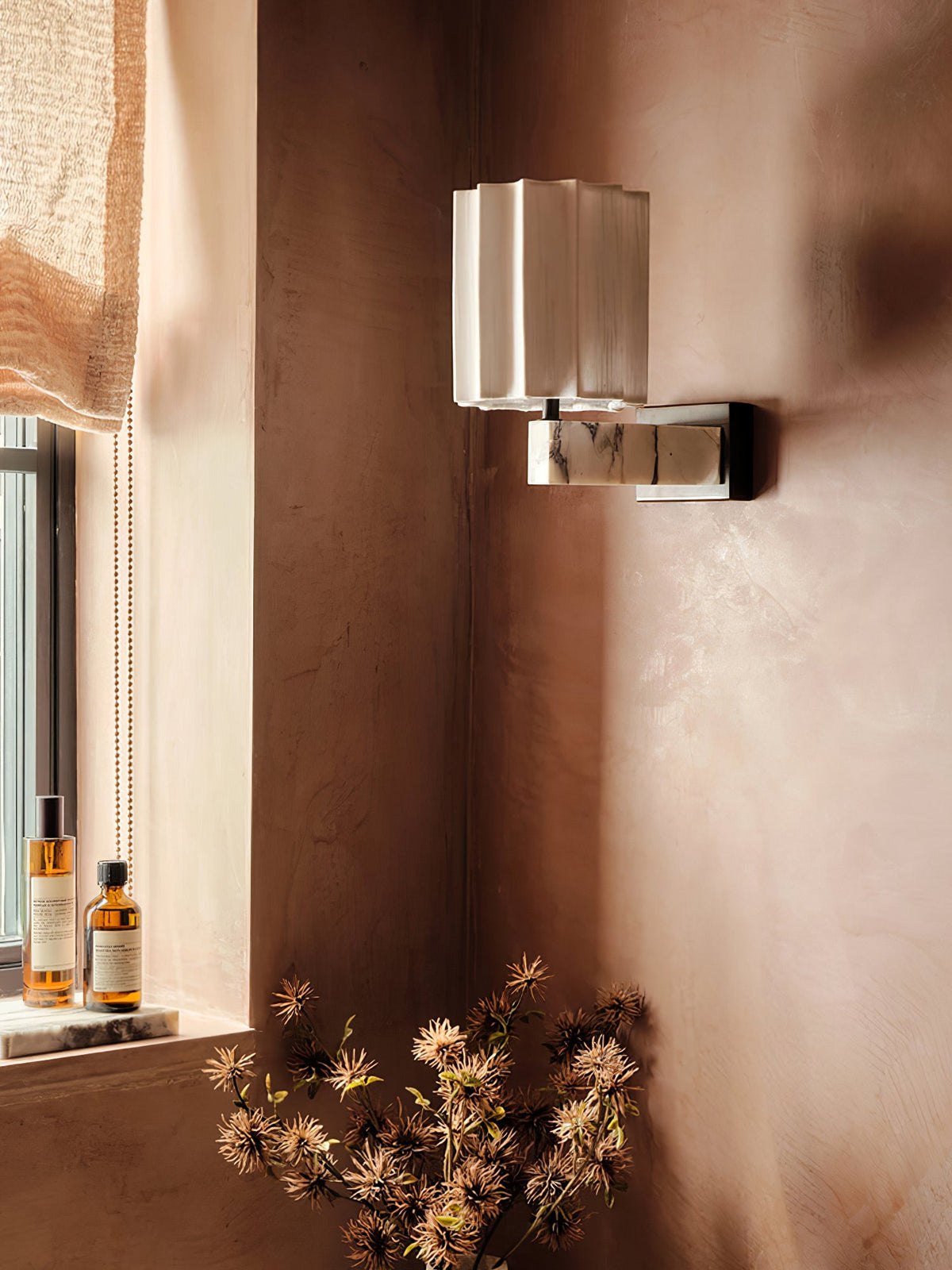 Textured Shade Wall Sconce with Marble Accents