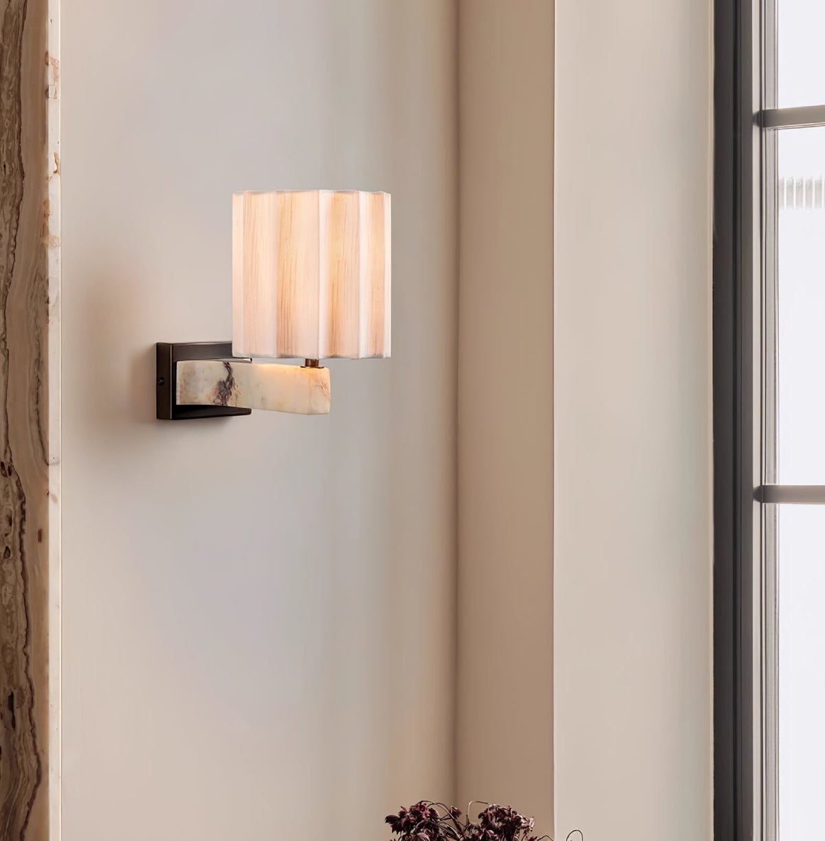 Textured Shade Wall Sconce with Marble Accents