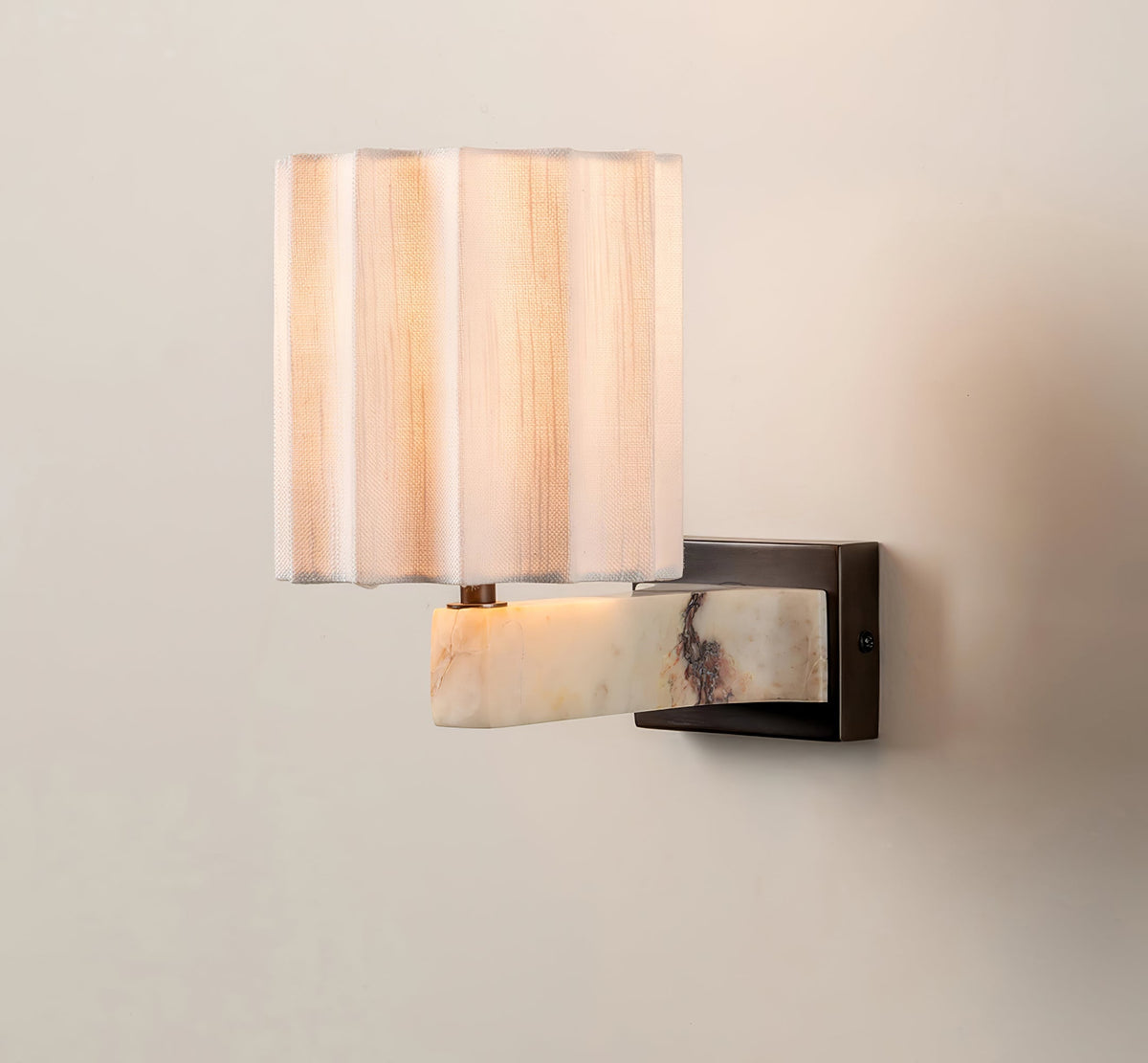 Textured Shade Wall Sconce with Marble Accents