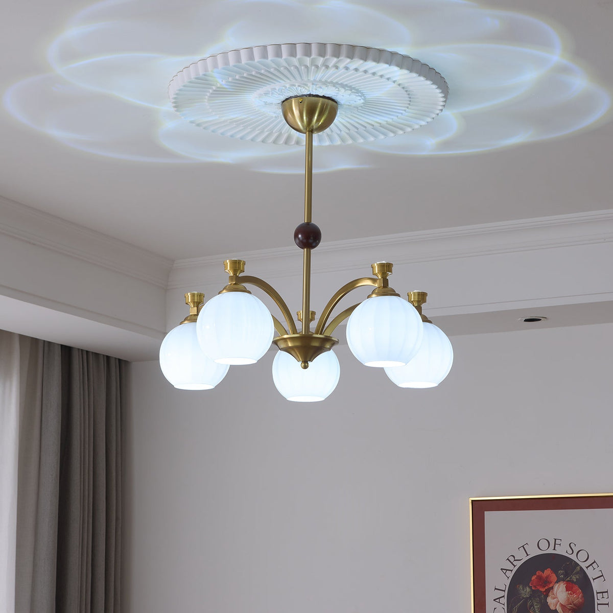 Solmere Modern Gold Glass Chandelier for Dining Room and Living Room