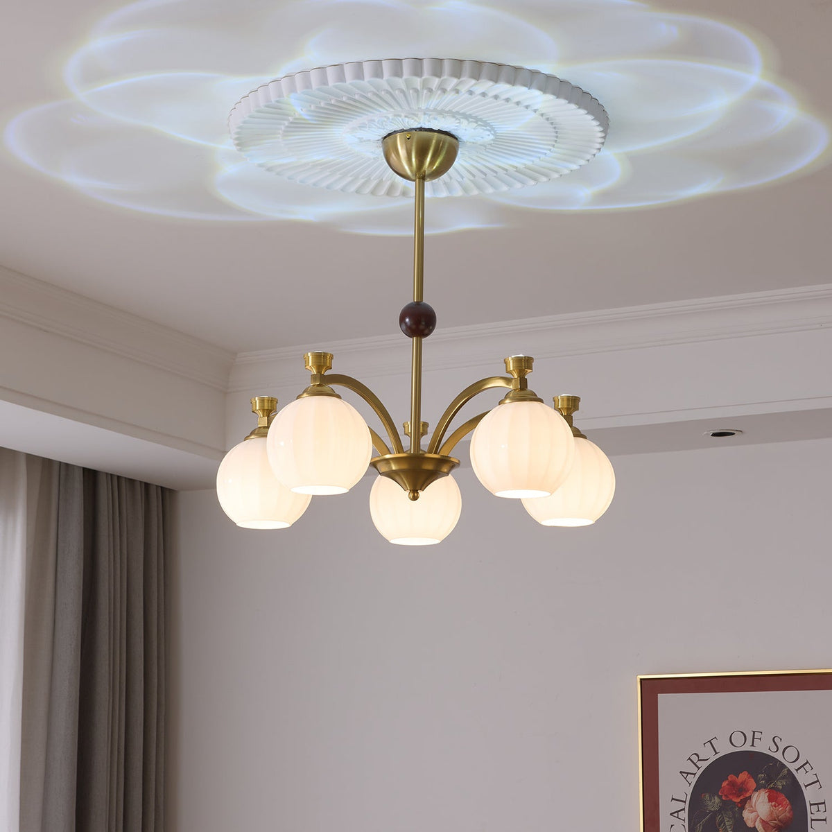 Solmere Modern Gold Glass Chandelier for Dining Room and Living Room
