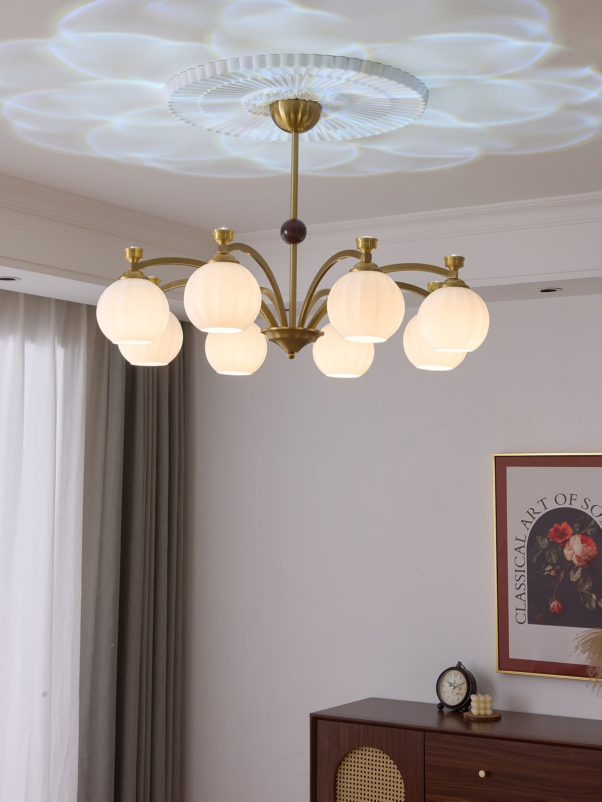 Solmere Modern Gold Glass Chandelier for Dining Room and Living Room